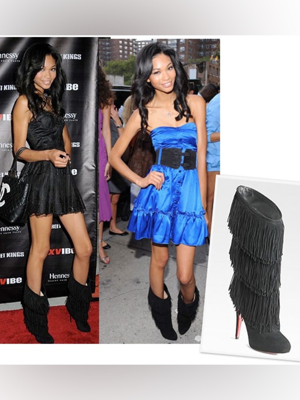 Christian Louboutin Black Fringe Heeled Boots